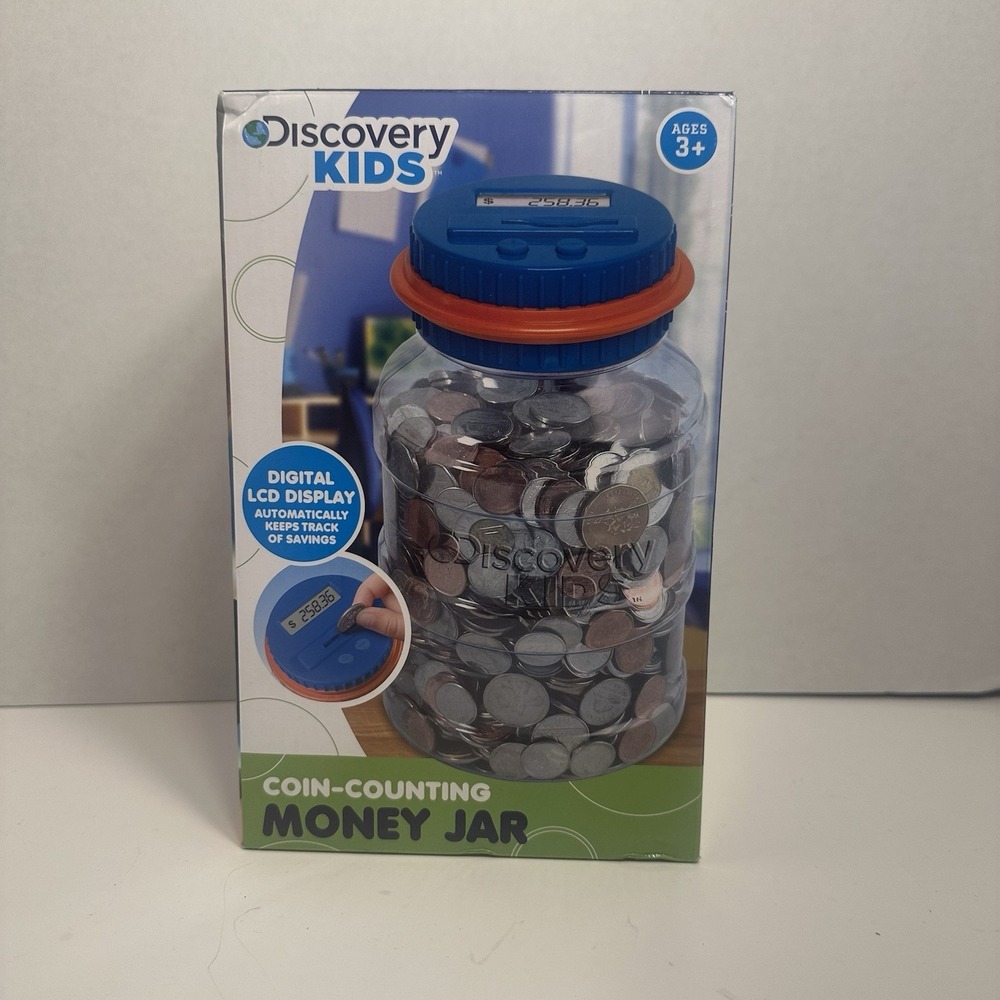 Discovery Kids Coin-Counting Money Jar Digital LCD Open Box New